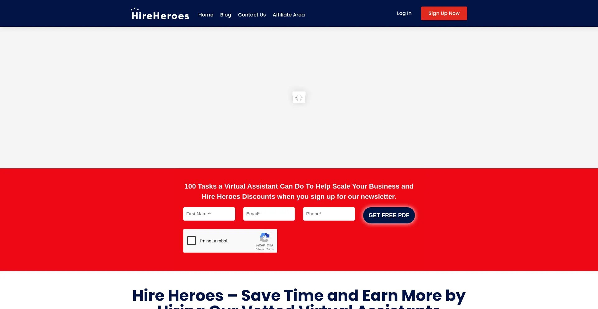 Website screenshot of Hireheroes.com