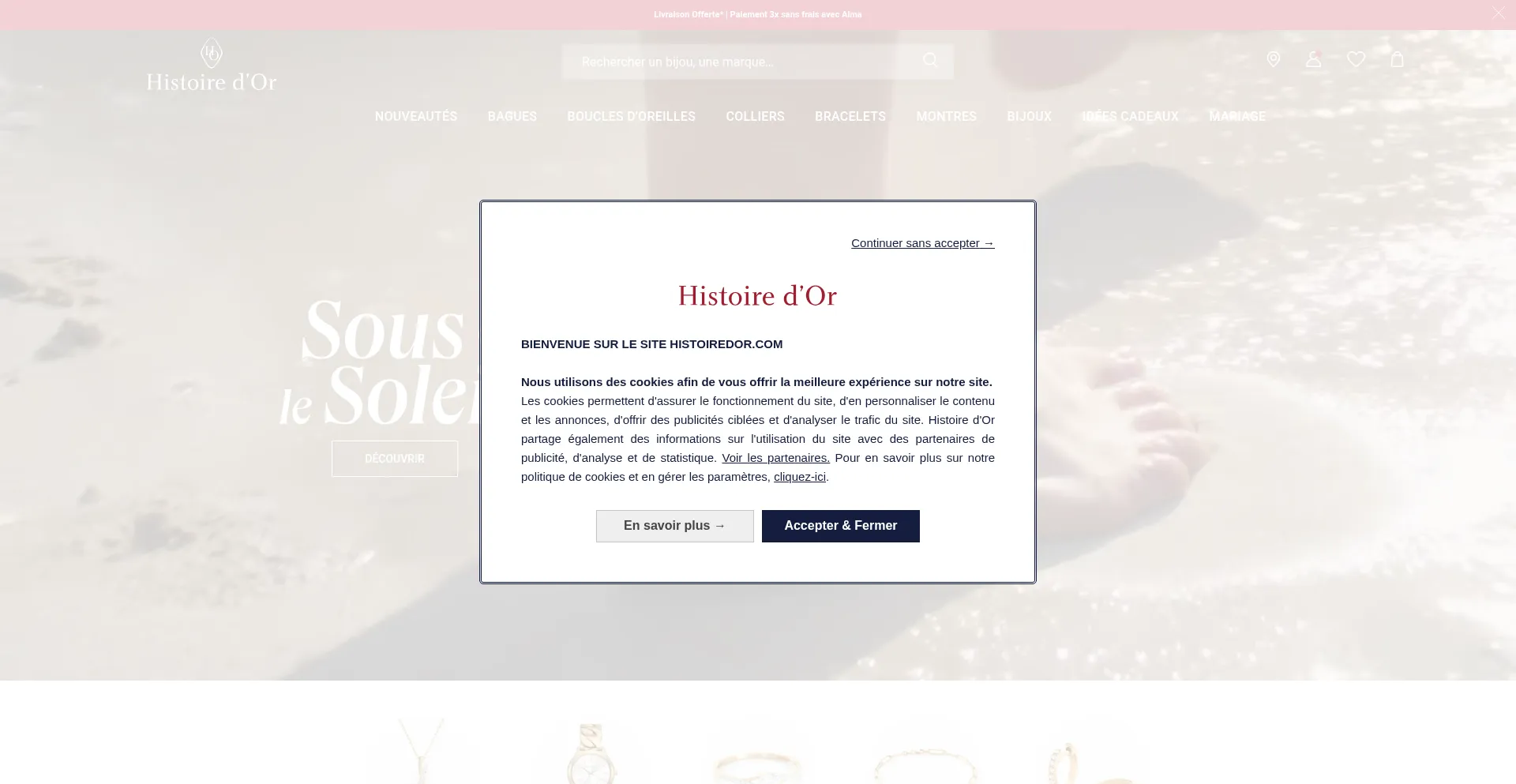 Website screenshot of Histoiredor.com