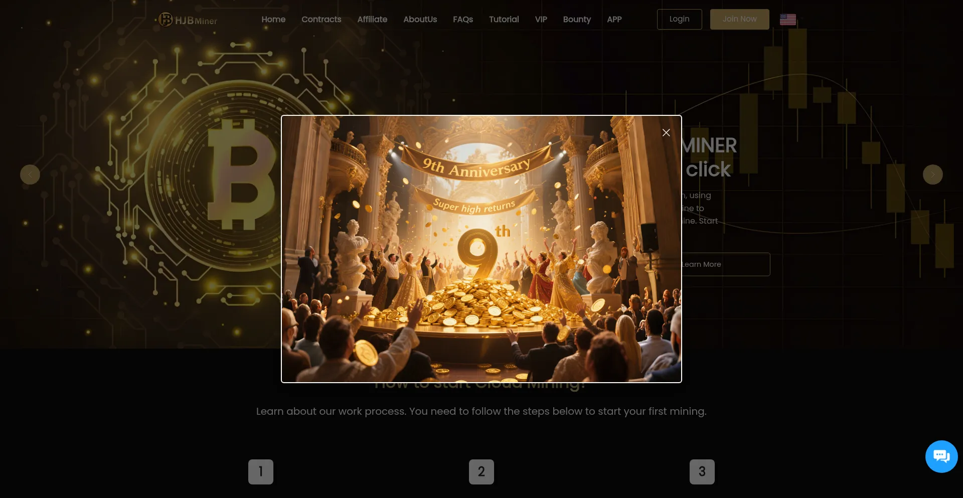 Website screenshot of Hjbminer.vip