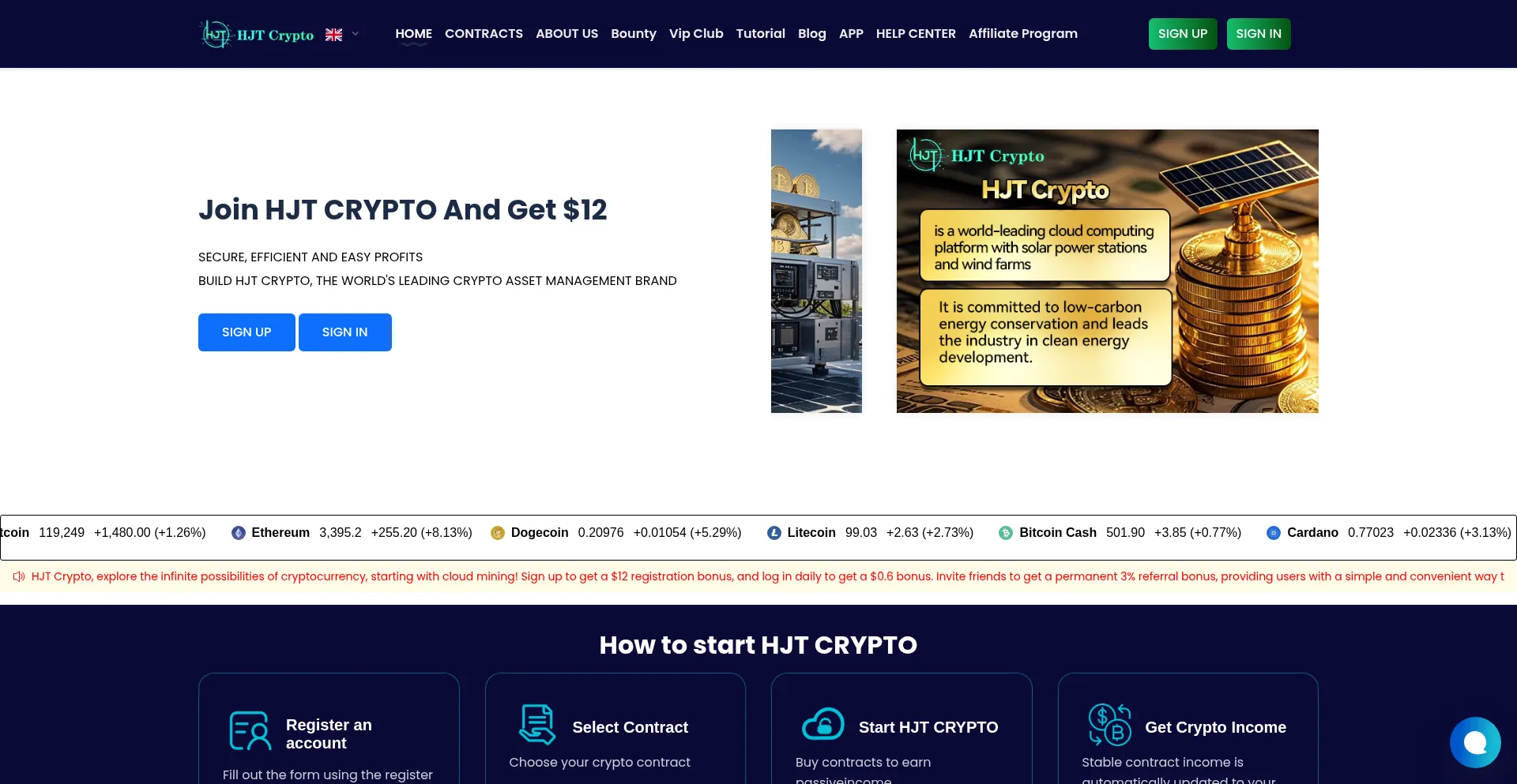 Website screenshot of Hjtcrypto.net