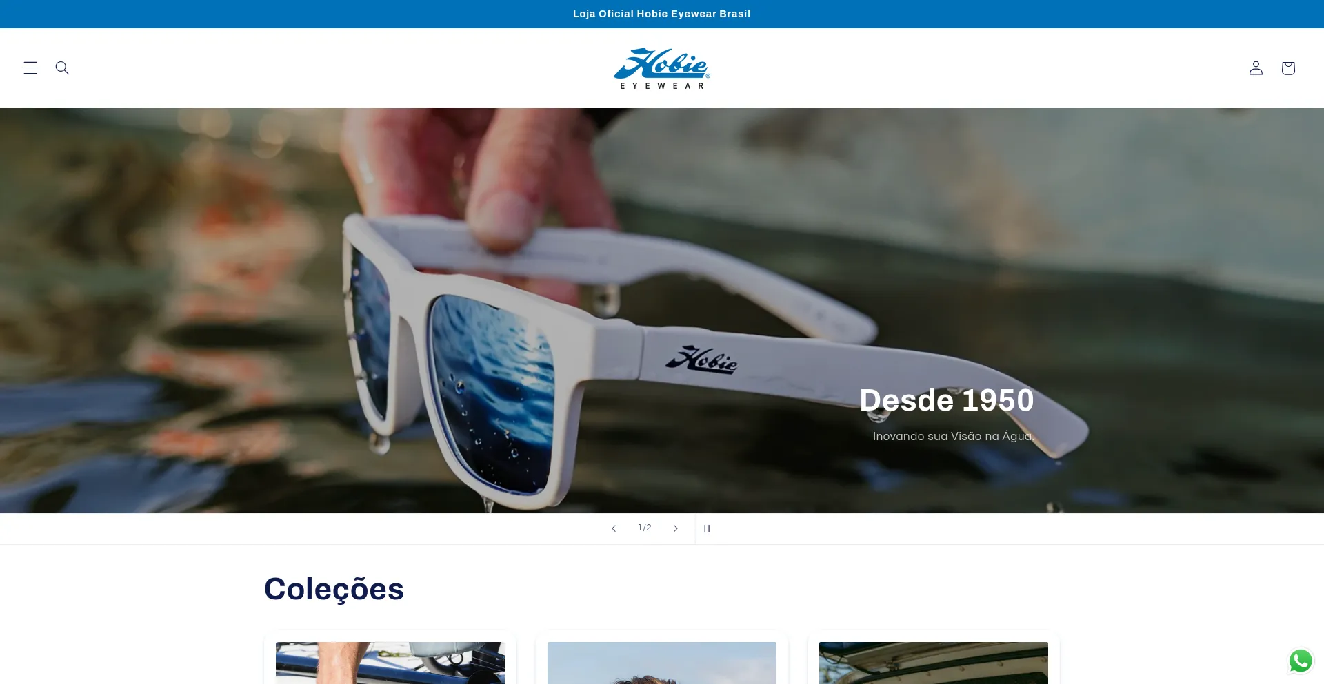 Website screenshot of Hobieeyewear.com.br