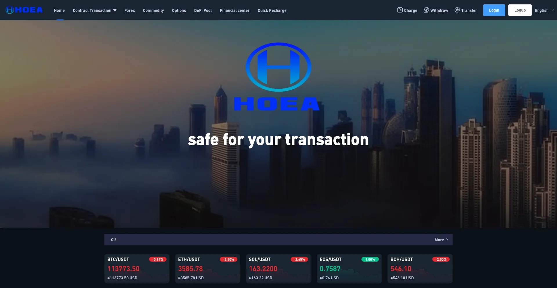 Website screenshot of Hoea-forex.com