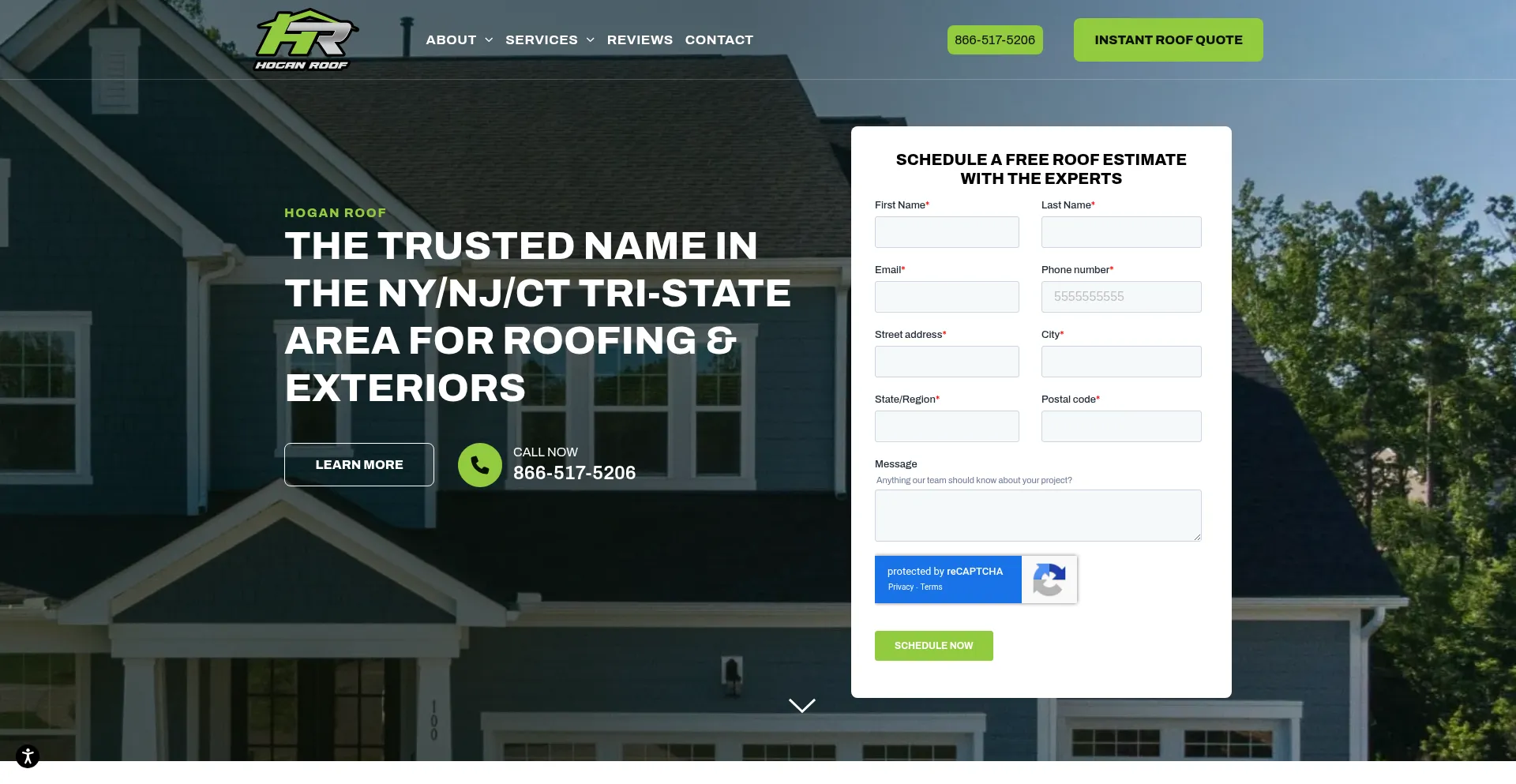 Website screenshot of Hoganroof.com
