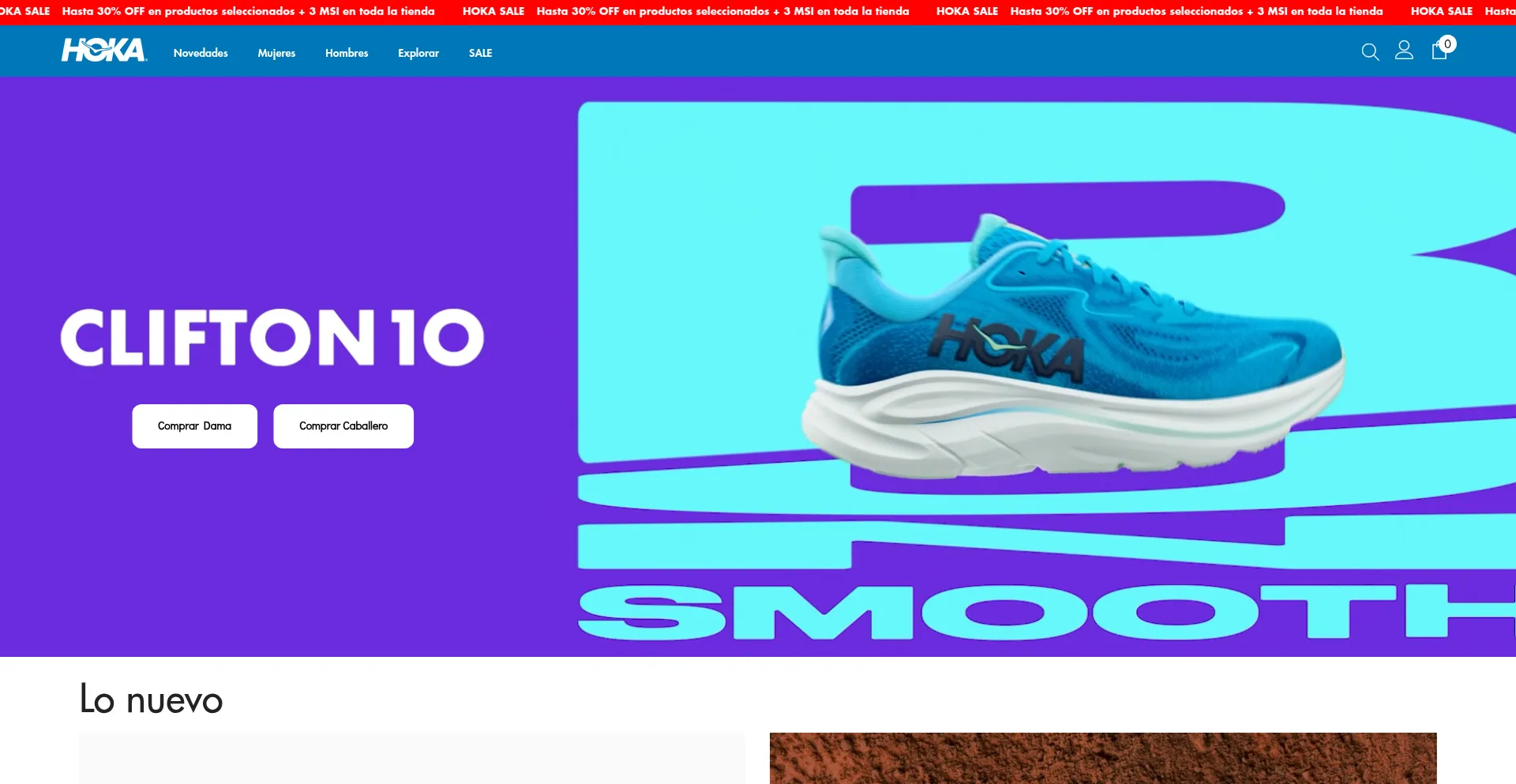 Website screenshot of Hoka.mx