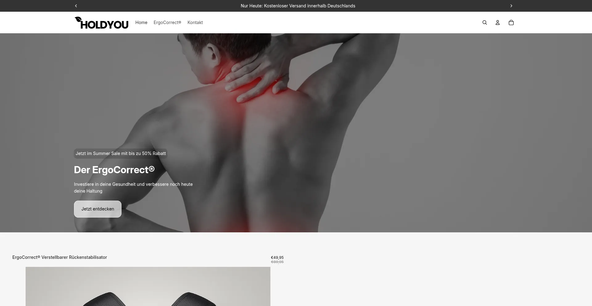 Website screenshot of Holdyou.de