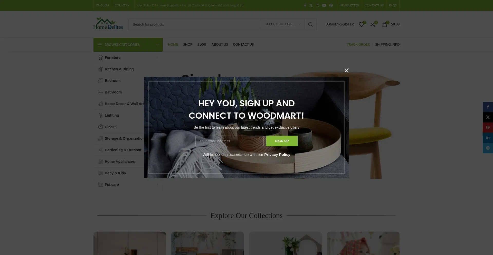 Website screenshot of Homedelites.com