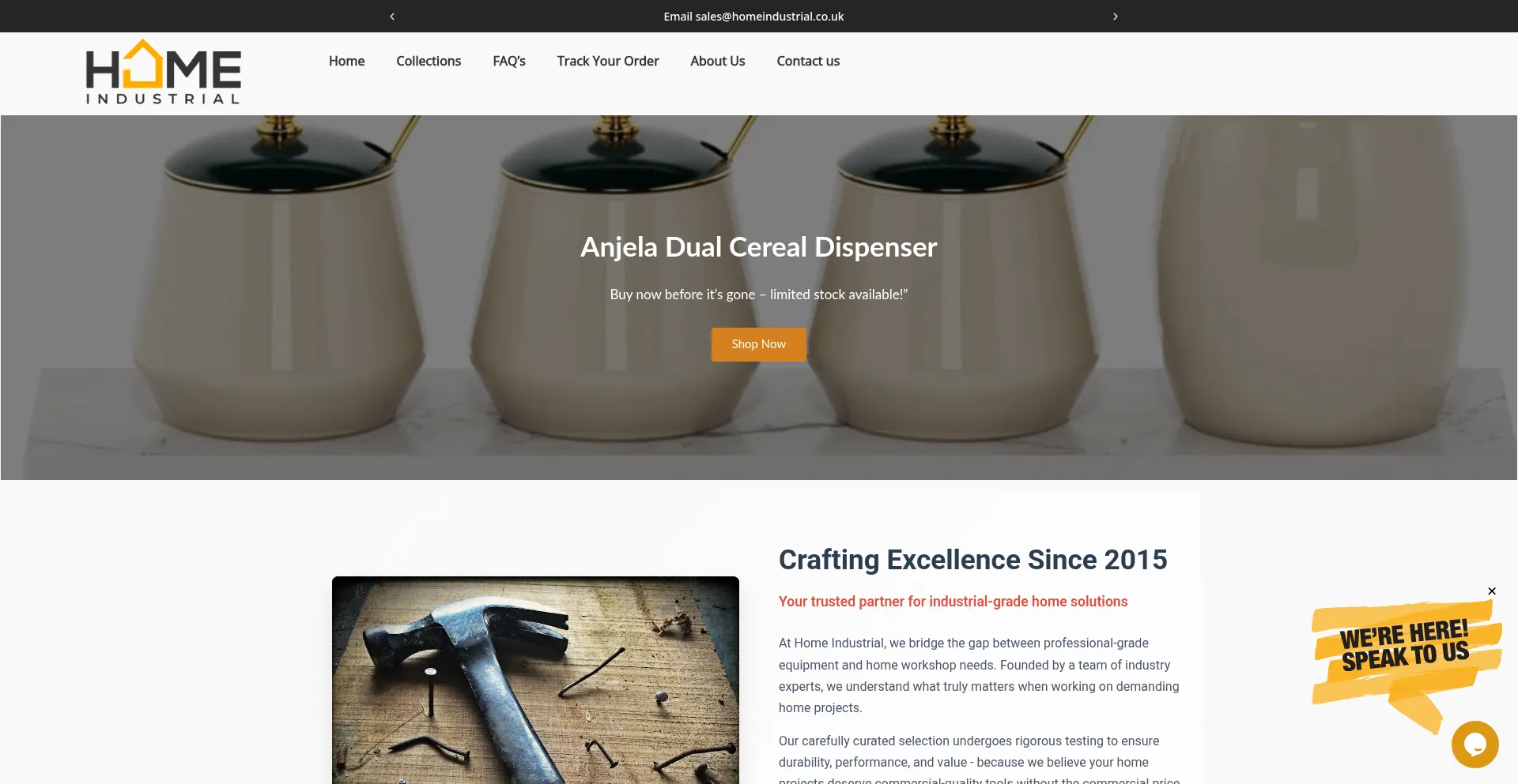 Website screenshot of Homeindustrial.co.uk
