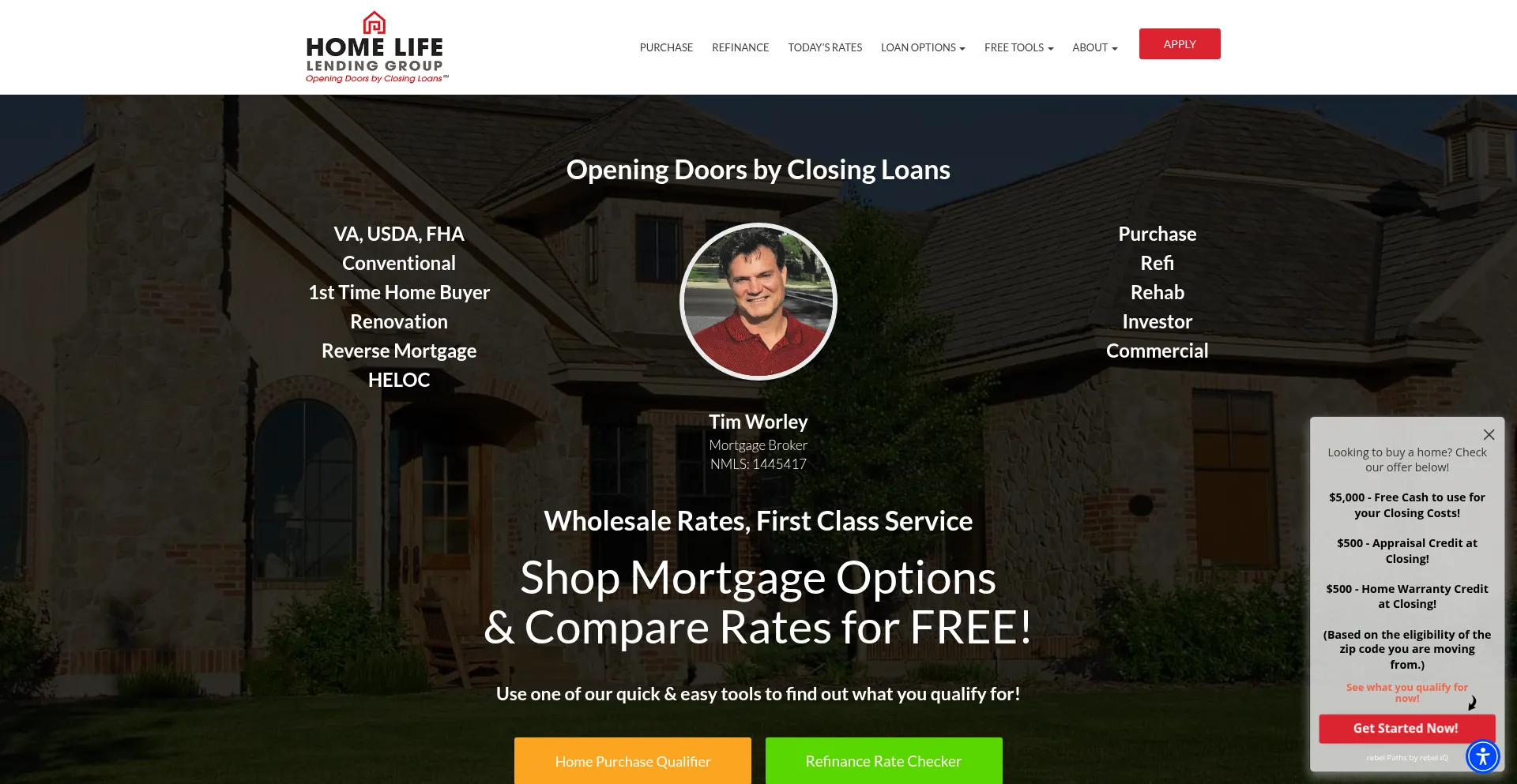 Website screenshot of Homelifelending.com