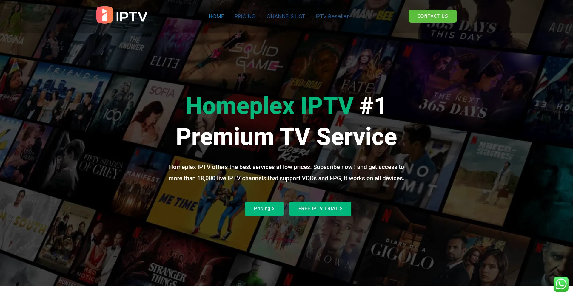 Website screenshot of Homeplexiptv.net