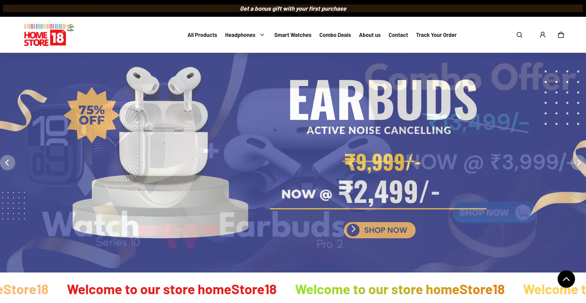 Website screenshot of Homestores18india.in