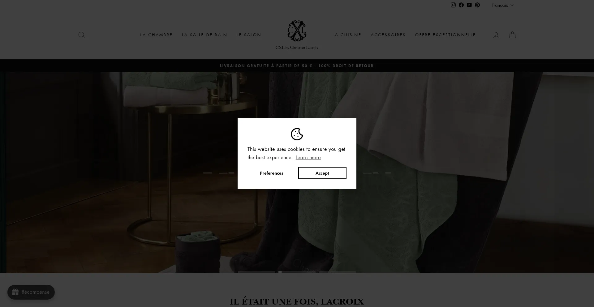 Website screenshot of Hometextiles.cxlbylacroix.com