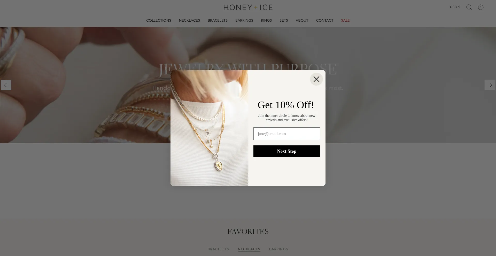 Website screenshot of Honeyandice.com