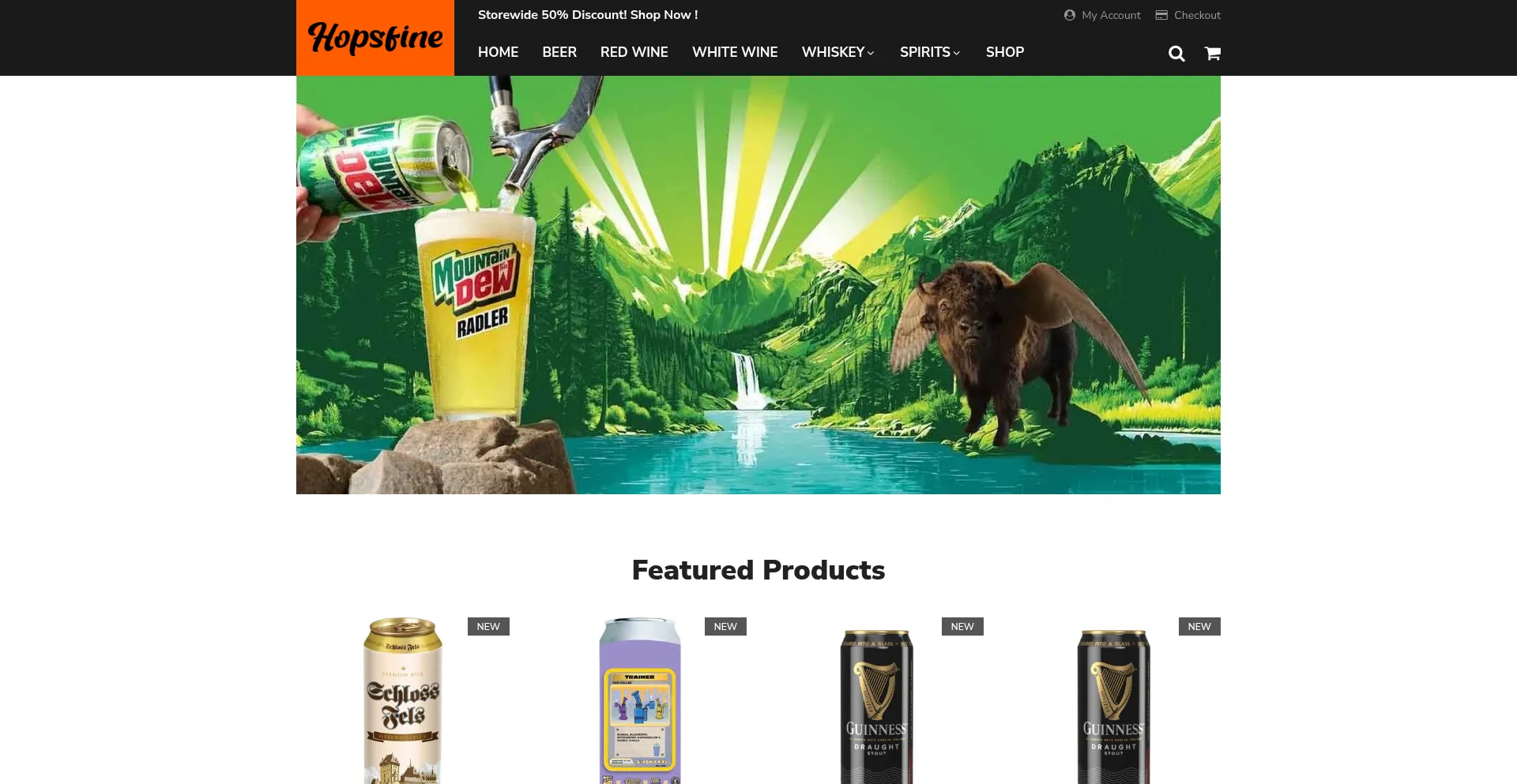 Website screenshot of Hopsfine.com