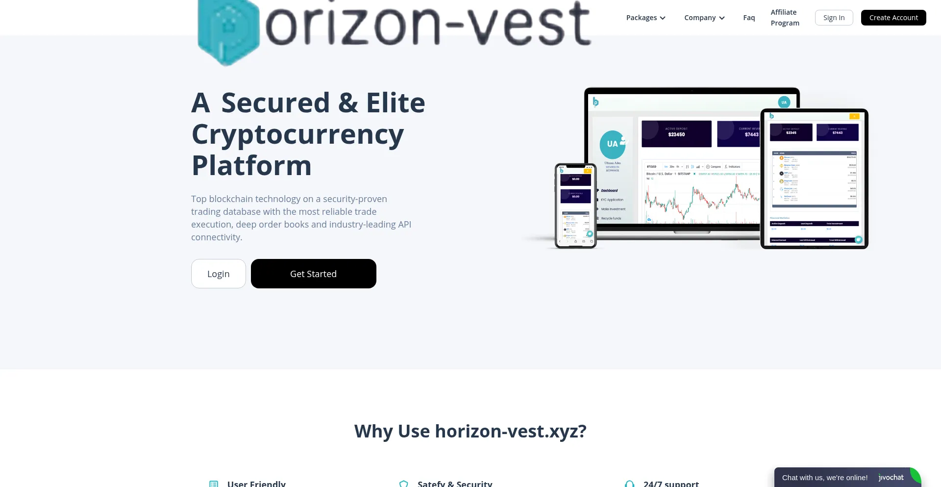 Website screenshot of Horizon-vest.xyz
