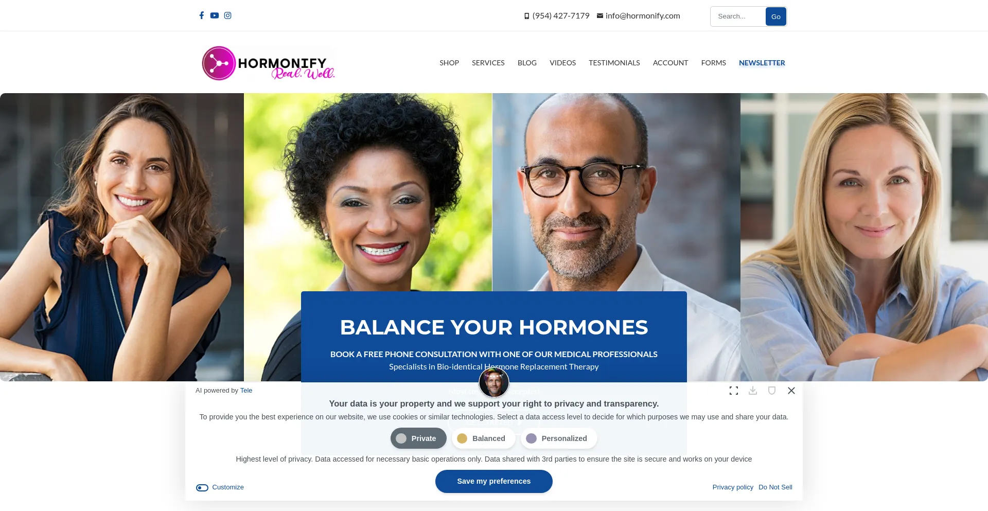 Website screenshot of Hormonify.com