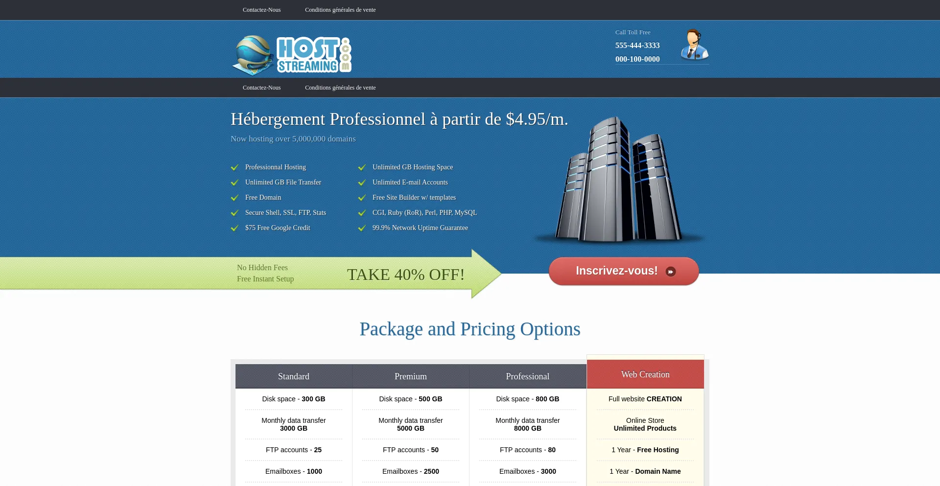 Website screenshot of Host-streaming.com