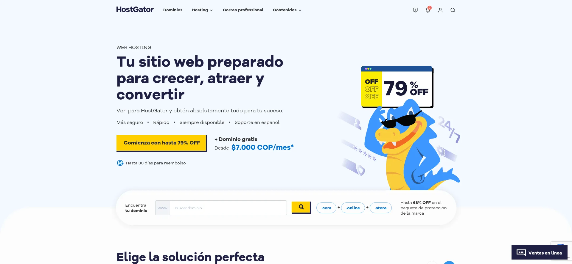 Website screenshot of Hostgator.co