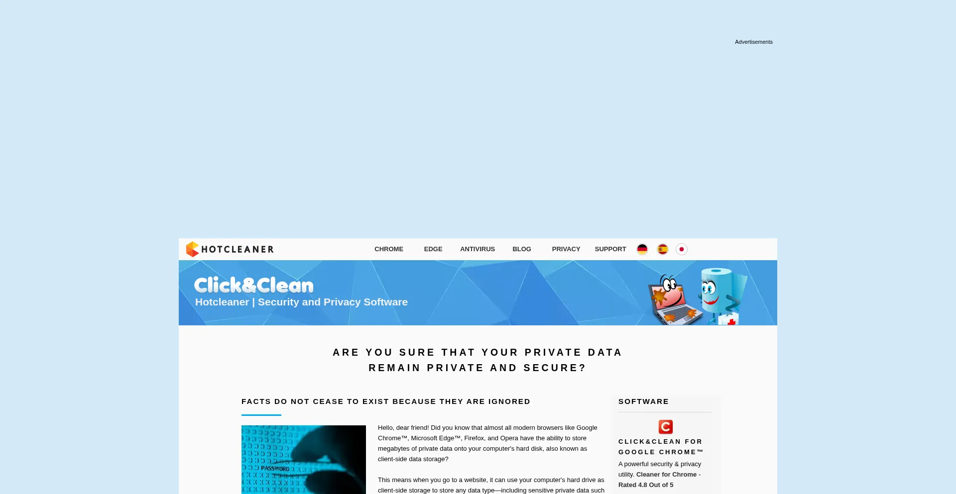 Hotcleaner.com Screenshot