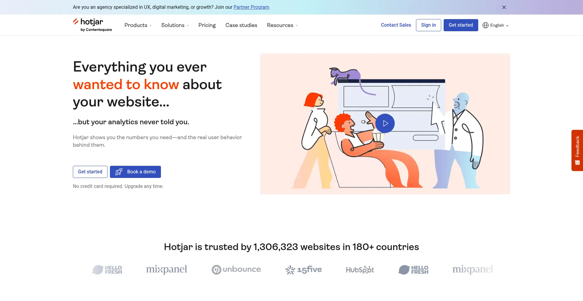 Website screenshot of Hotjar.com