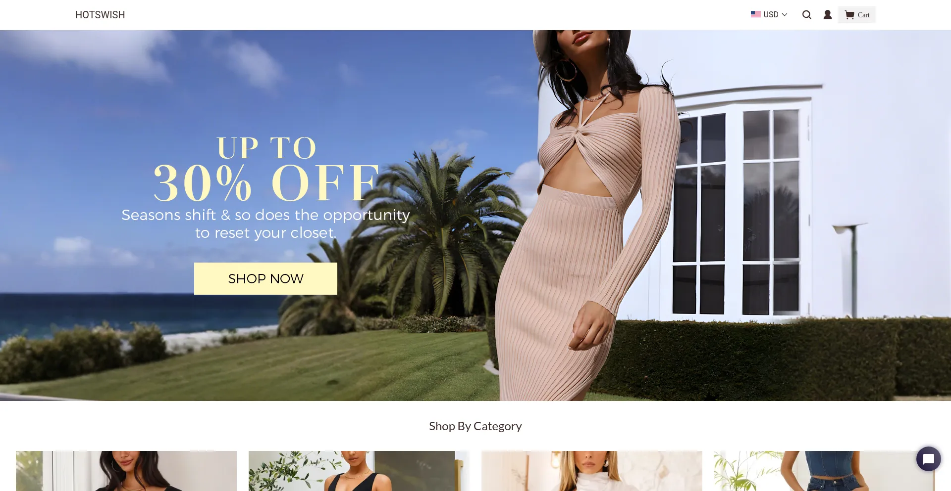 Website screenshot of Hotswish.com