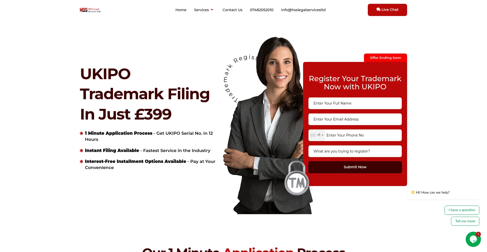 Website screenshot of Hsslegalservices.com