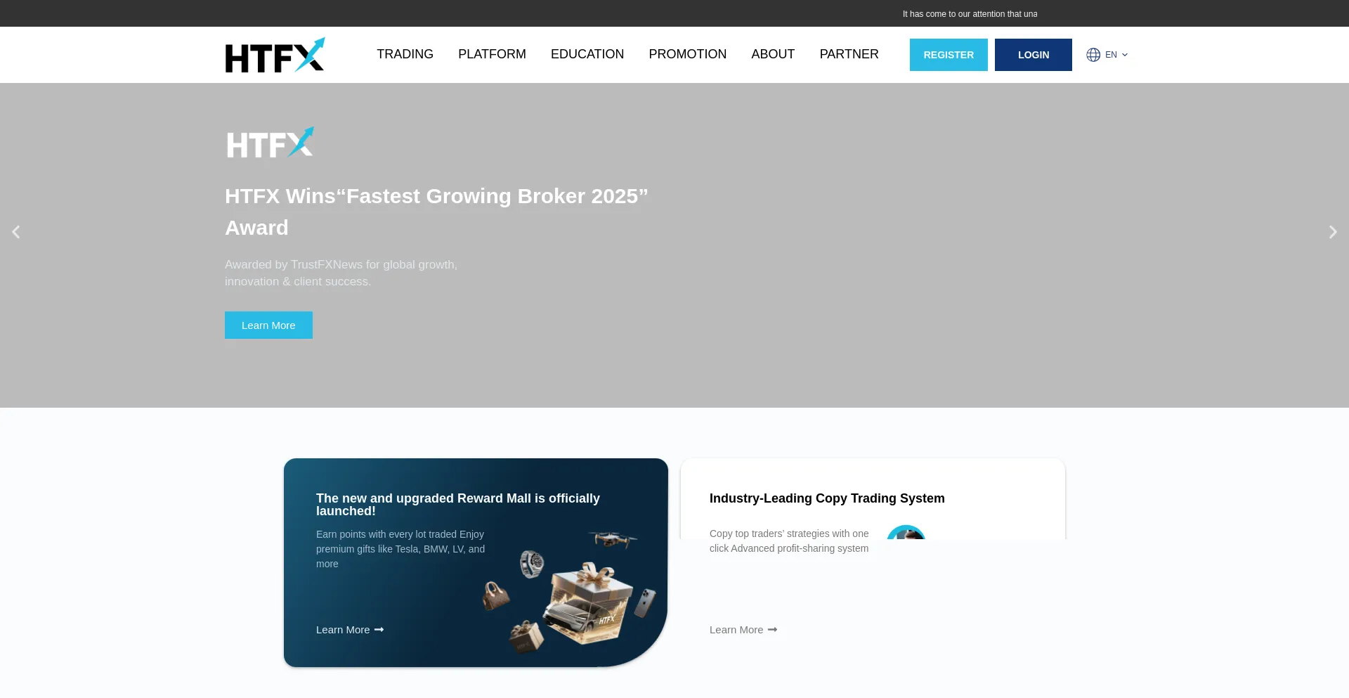 Website screenshot of Htfx.co