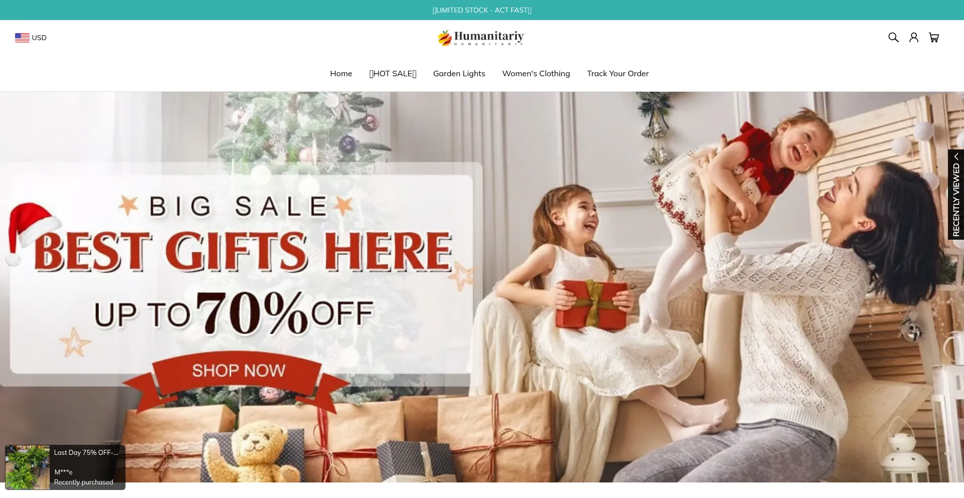 Website screenshot of Humanitariy.com