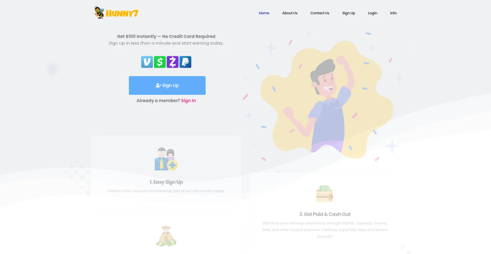 Website screenshot of Hunny7.com
