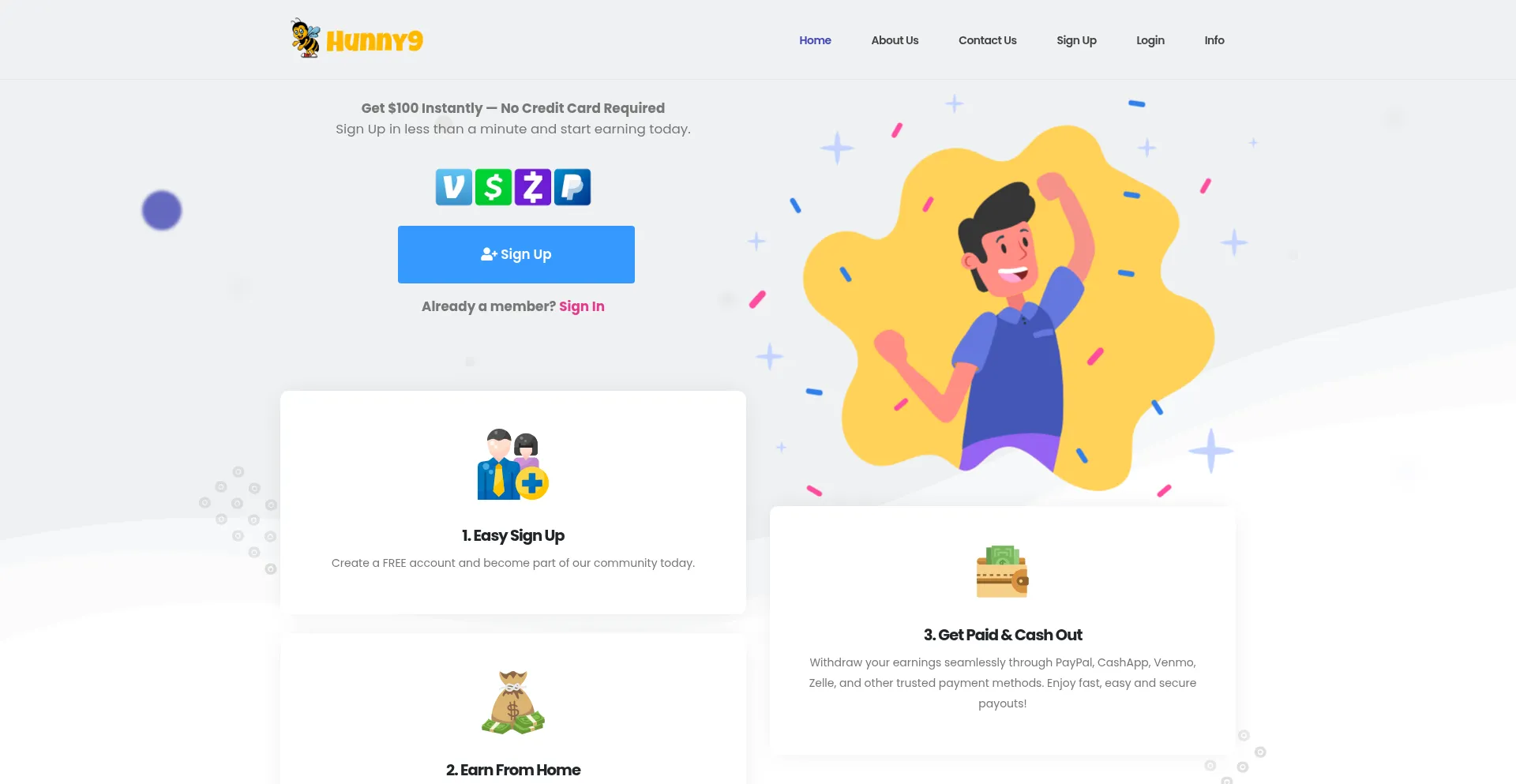 Website screenshot of Hunny9.com