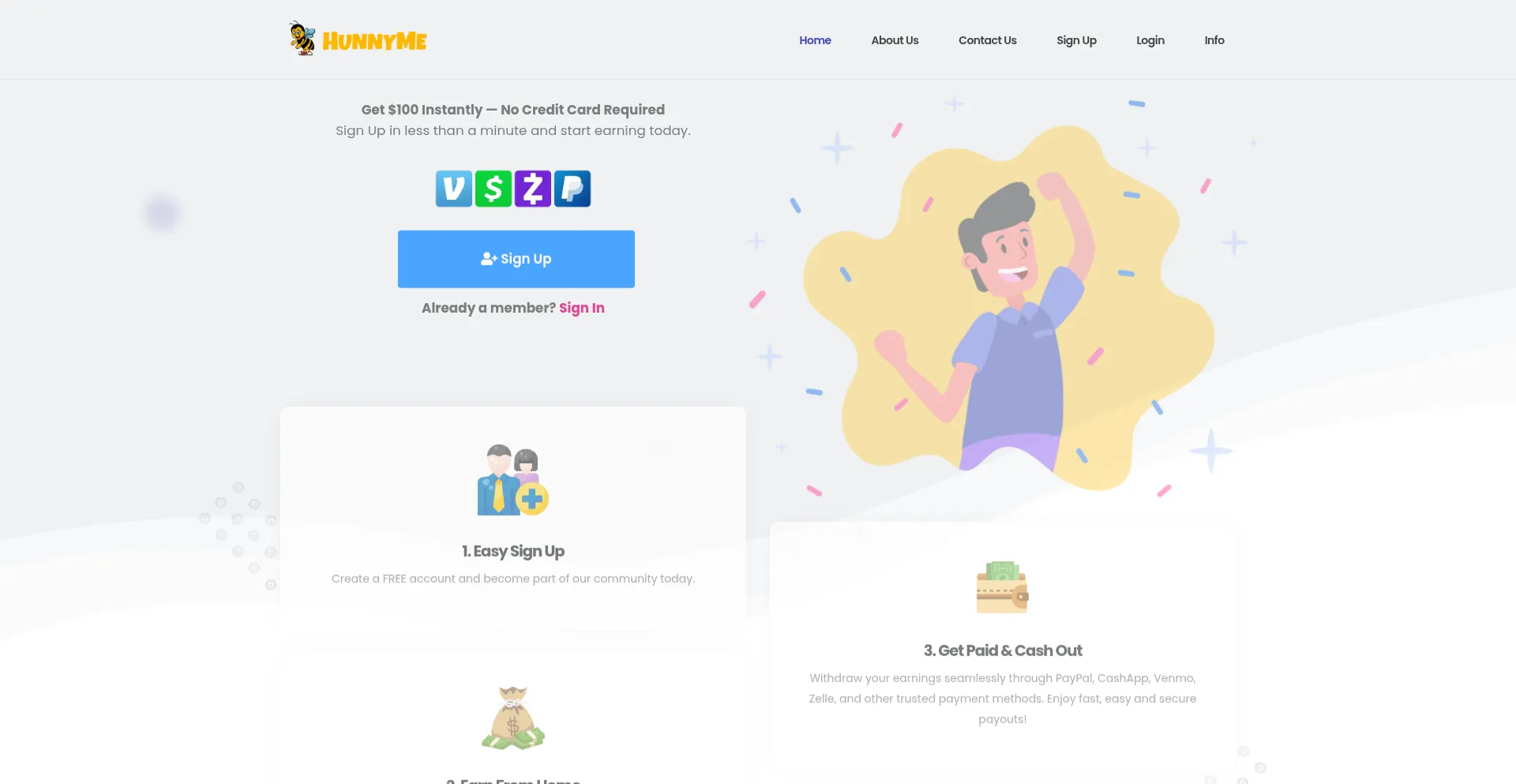 Website screenshot of Hunnyme.com