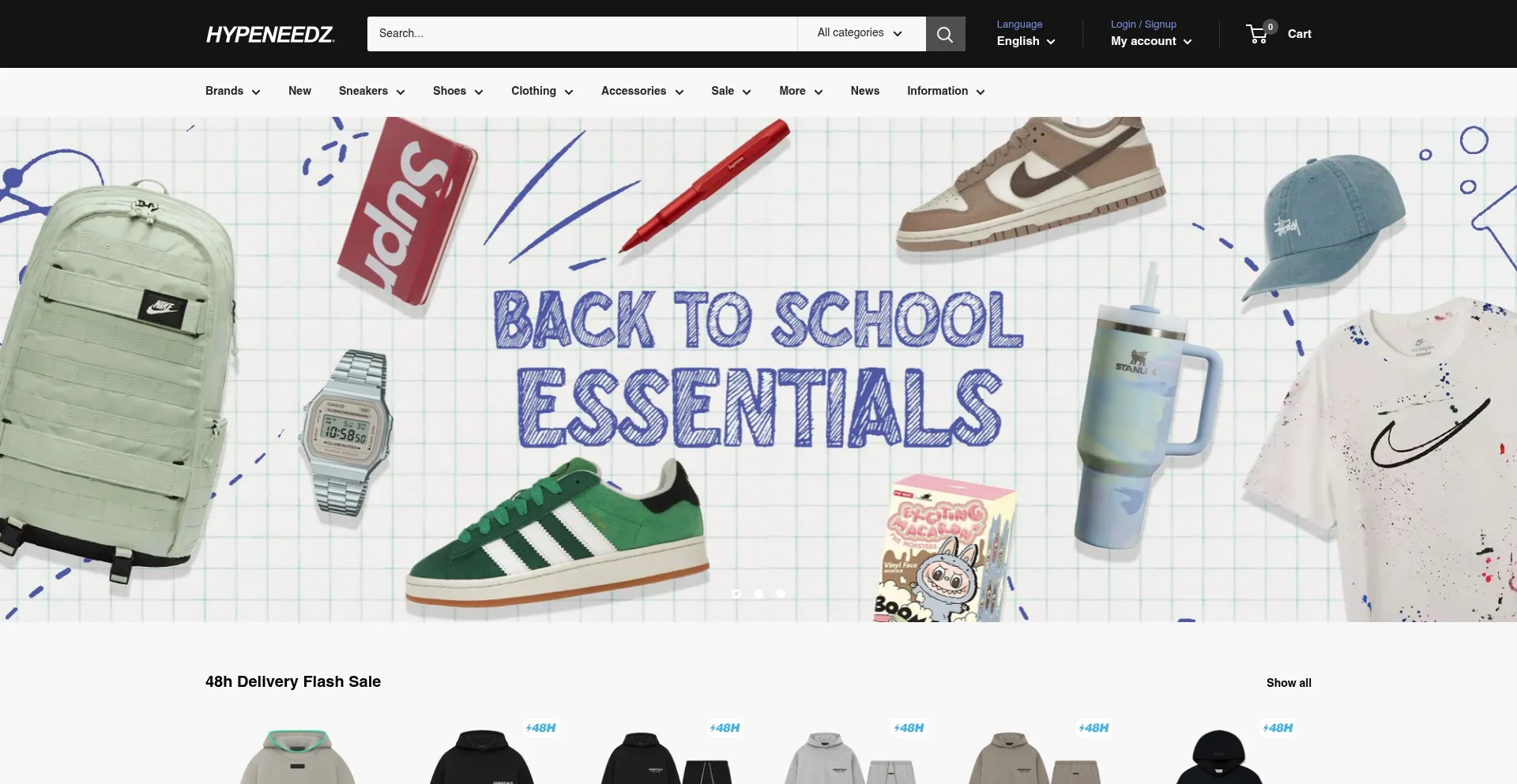 Website screenshot of Hypeneedz.com