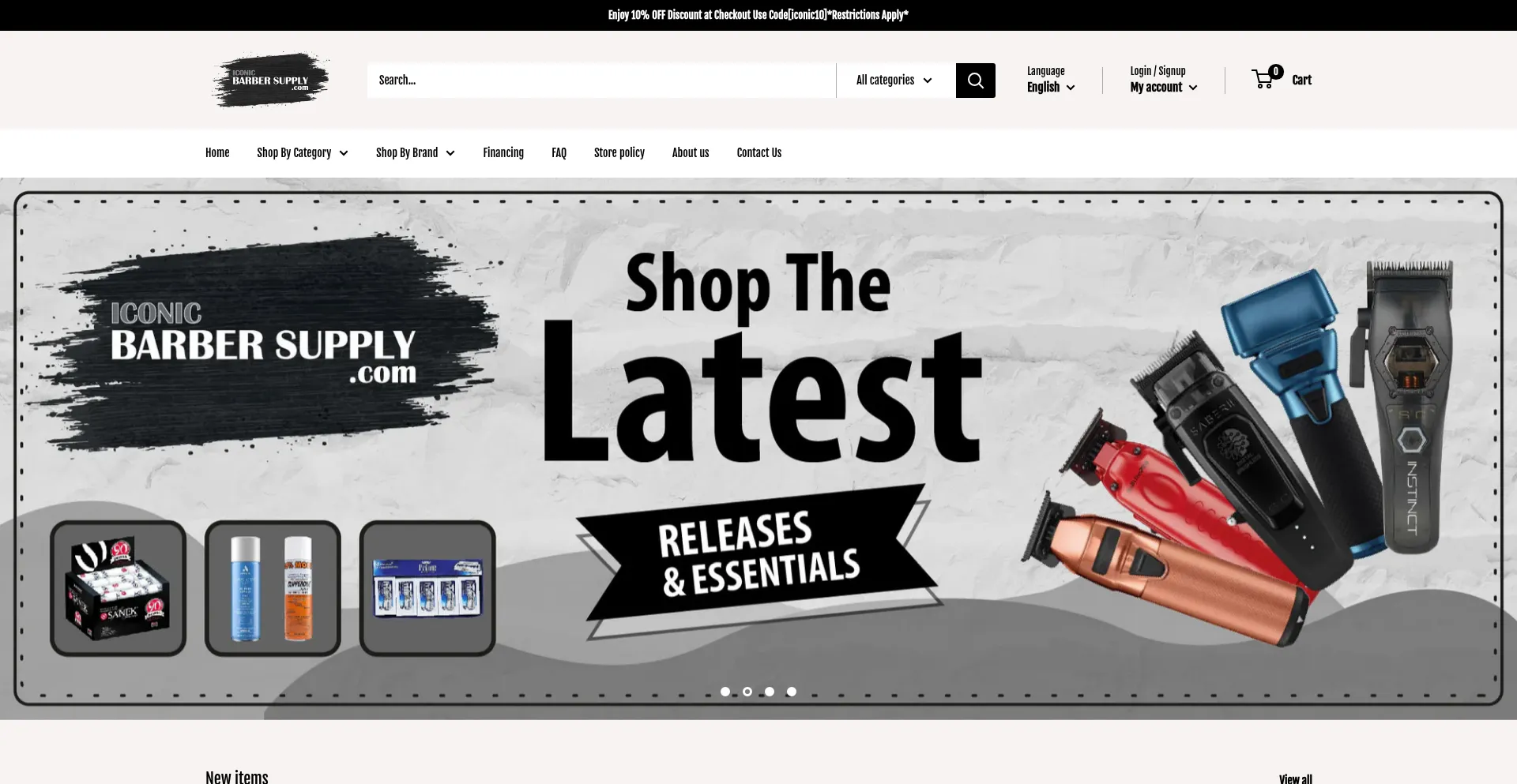 Website screenshot of Iconicbarbersupply.com