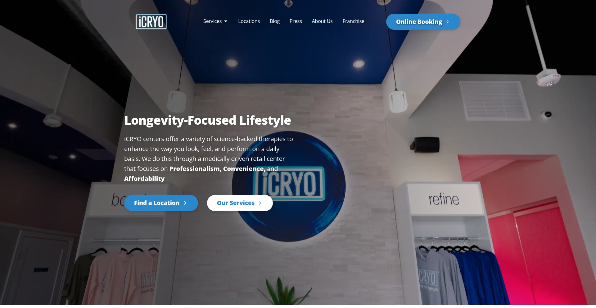 Website screenshot of Icryo.com