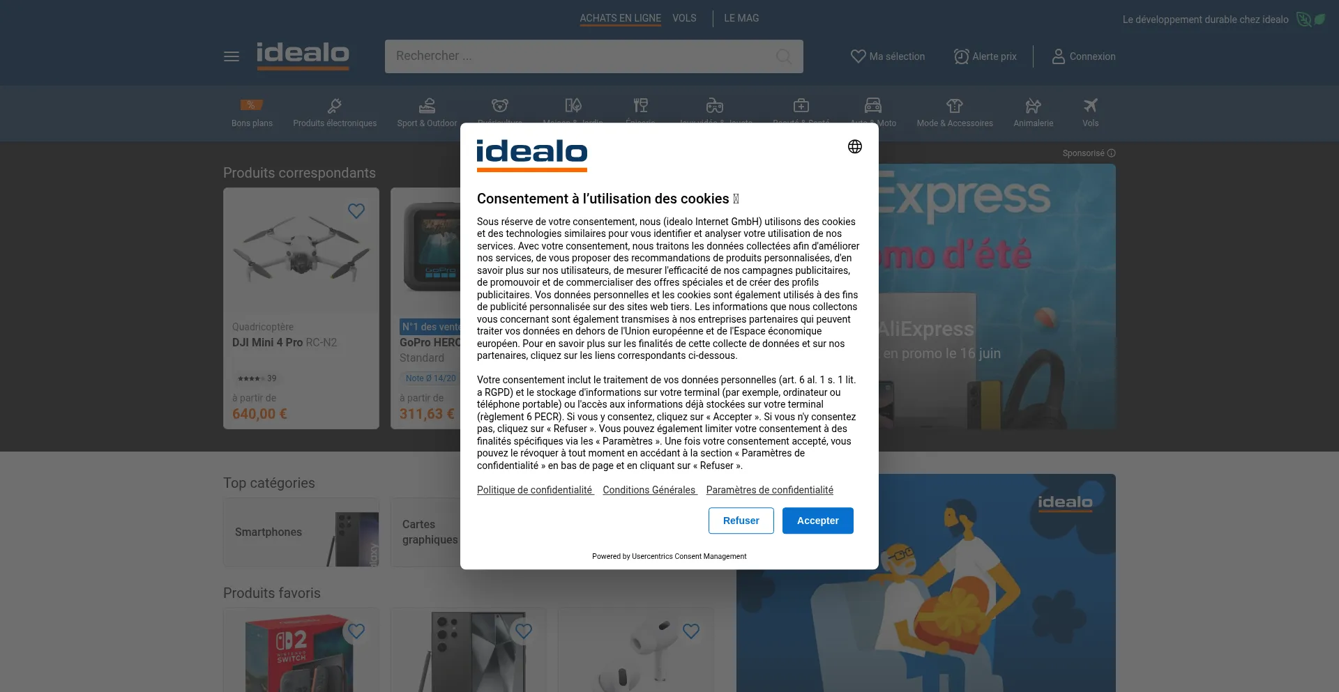 Website screenshot of Idealo.fr