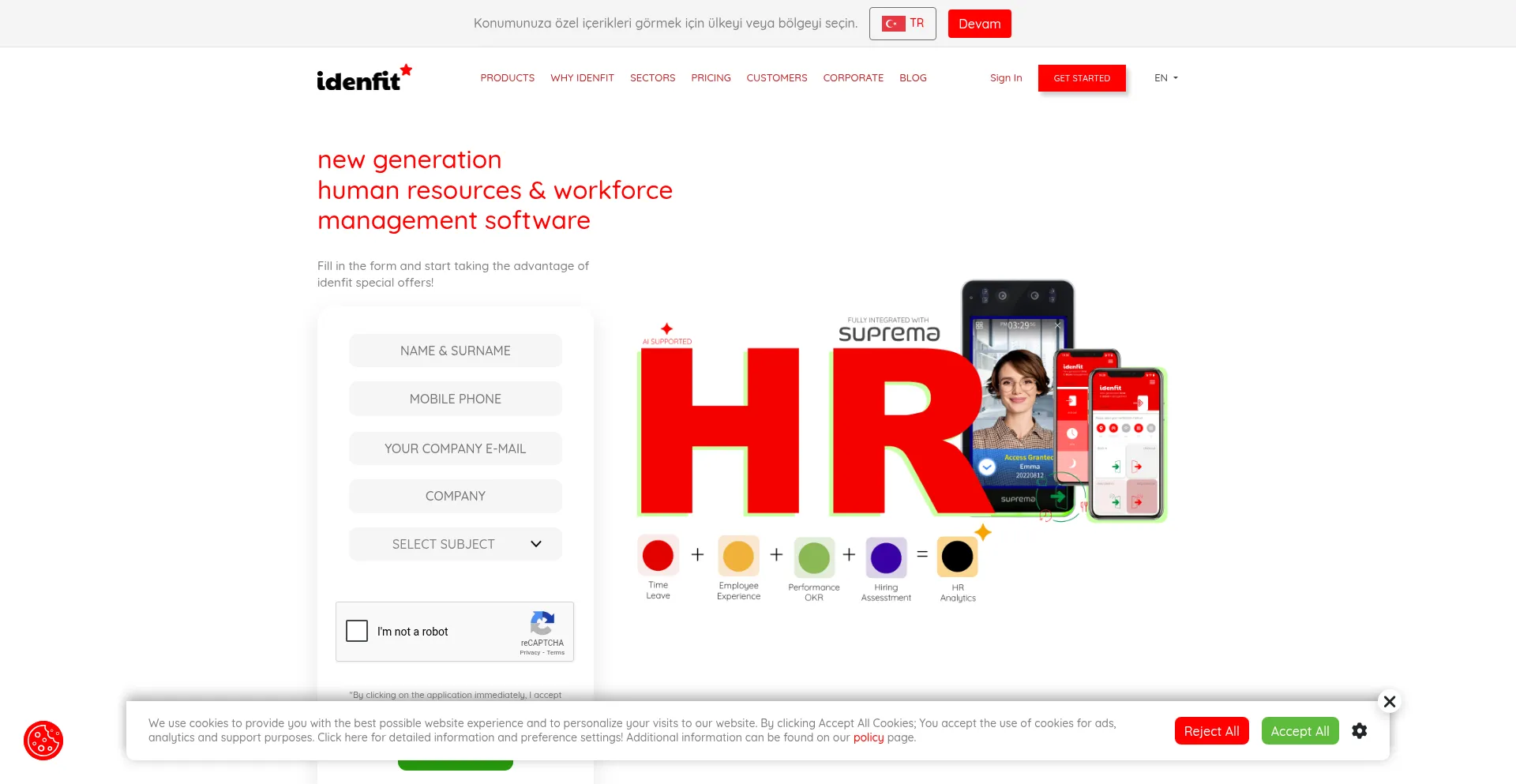 Website screenshot of Idenfit.com