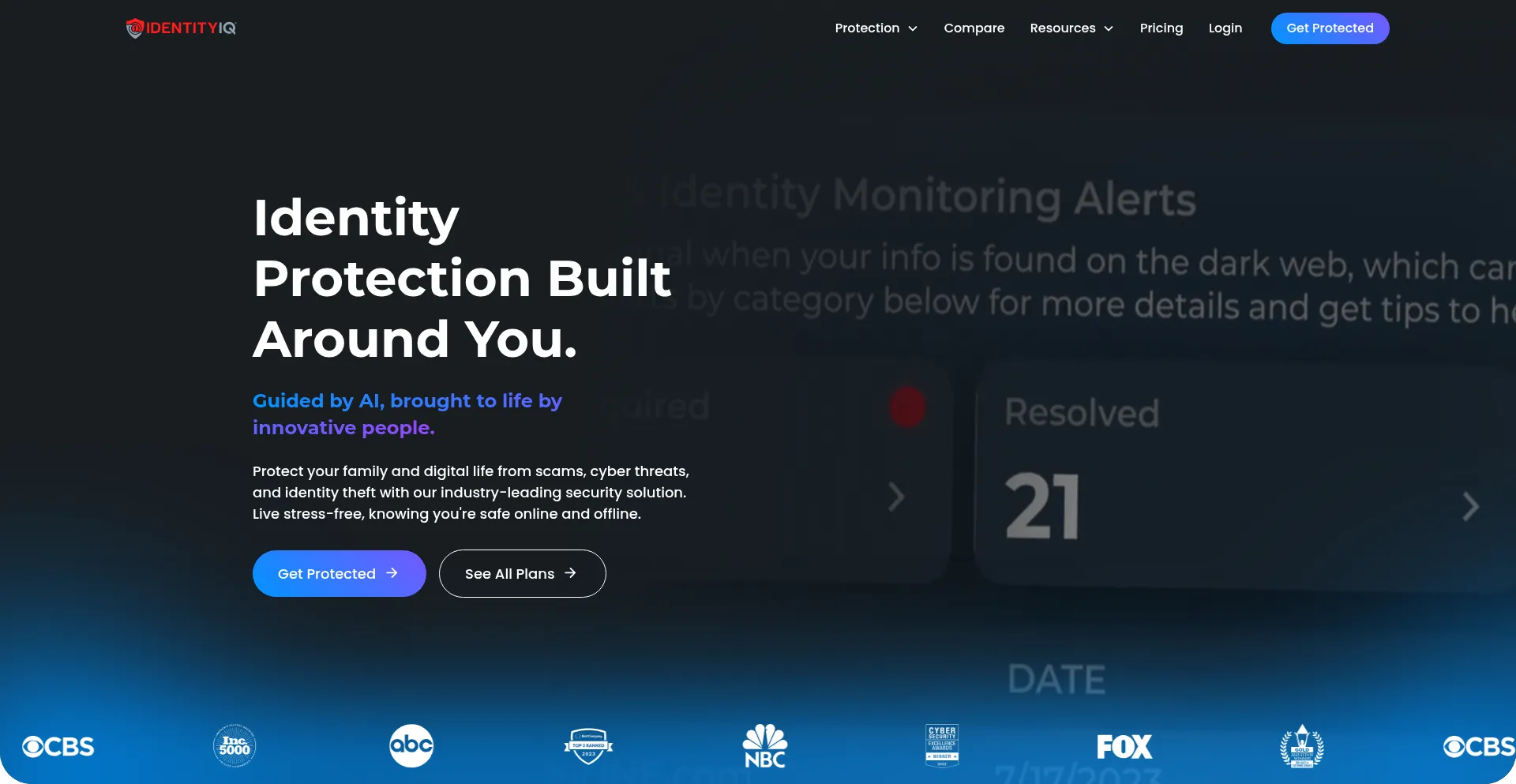 Website screenshot of Identityiq.com