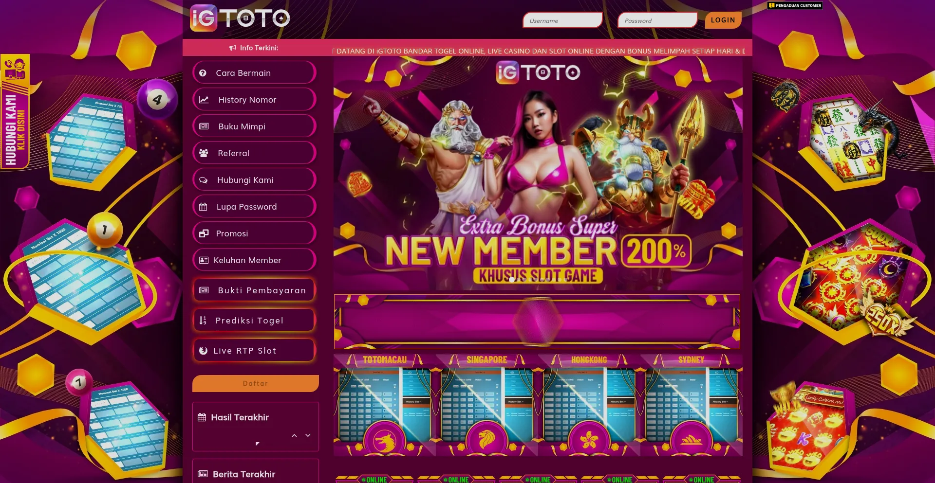 Website screenshot of Igtoto.pro
