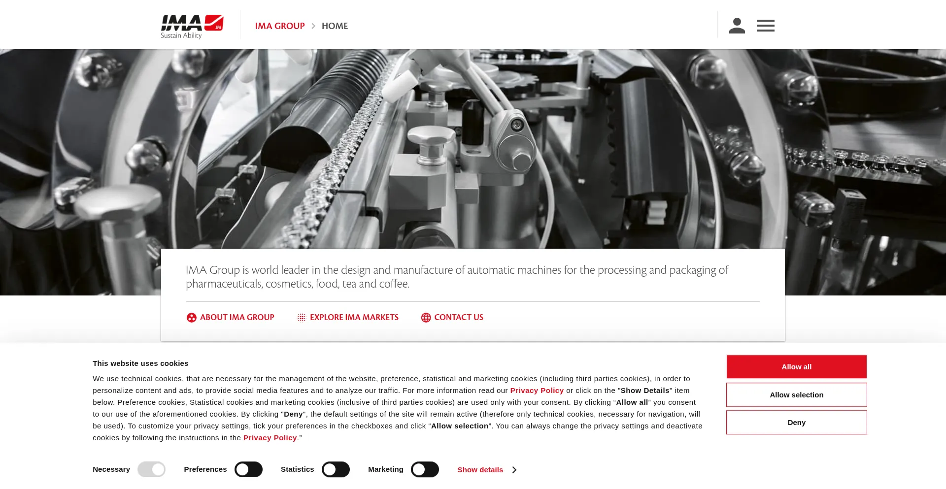 Website screenshot of Ima.it