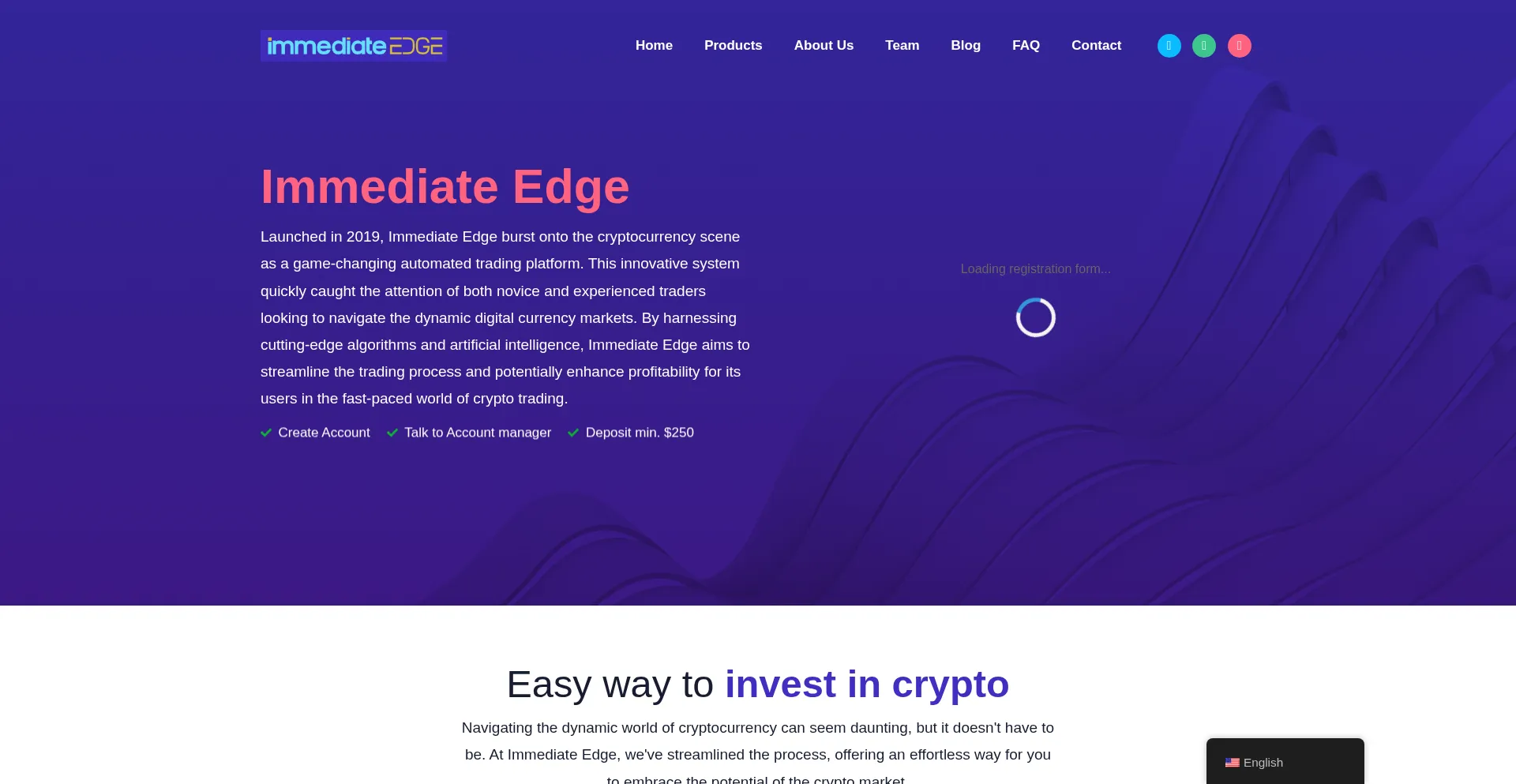 Website screenshot of Immediateedge.net