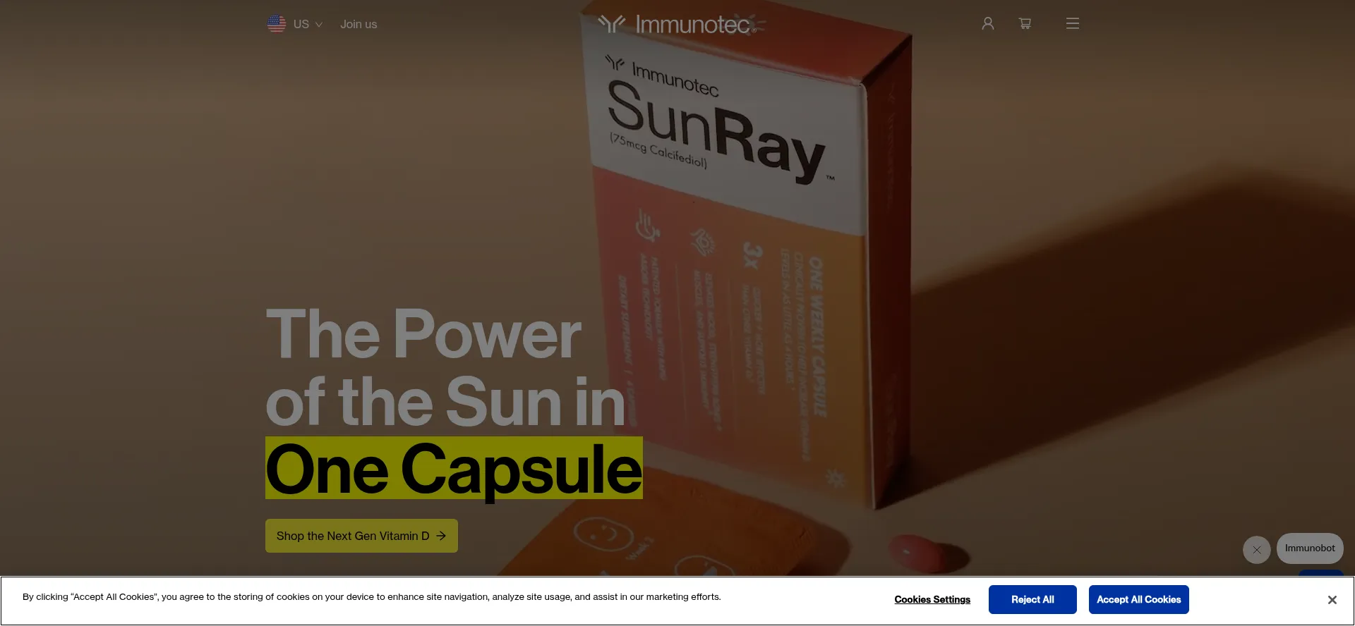 Website screenshot of Immunotec.com