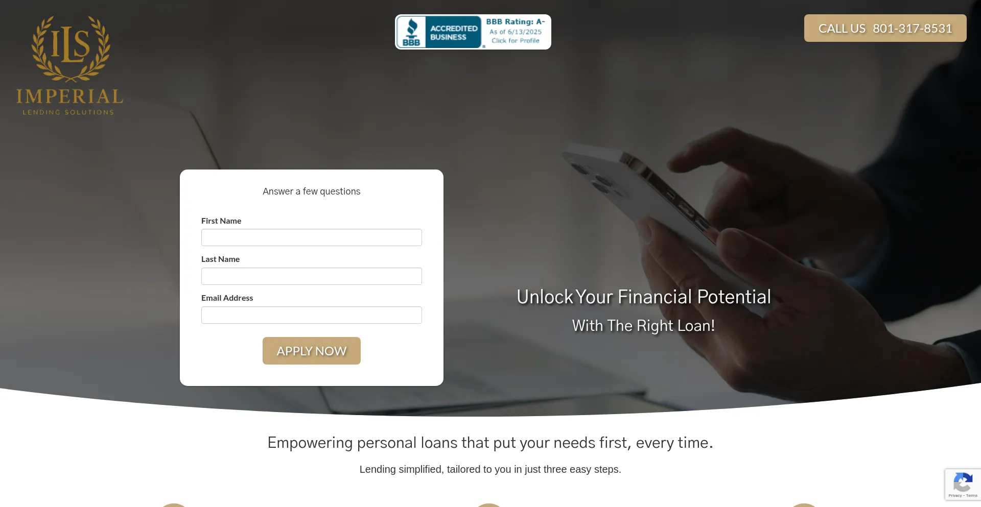 Website screenshot of Imperiallendingsolutions.com