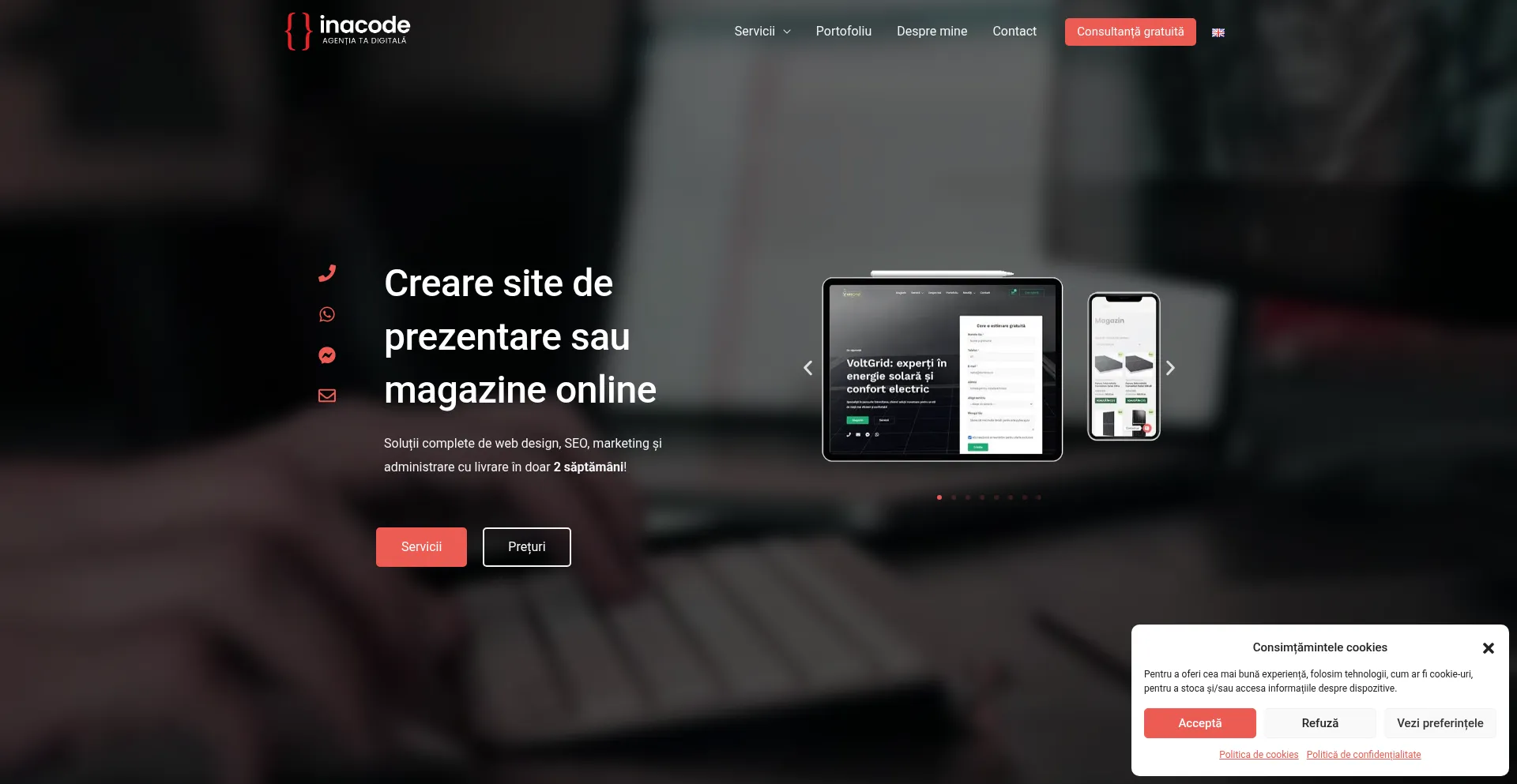 Website screenshot of Inacode.com