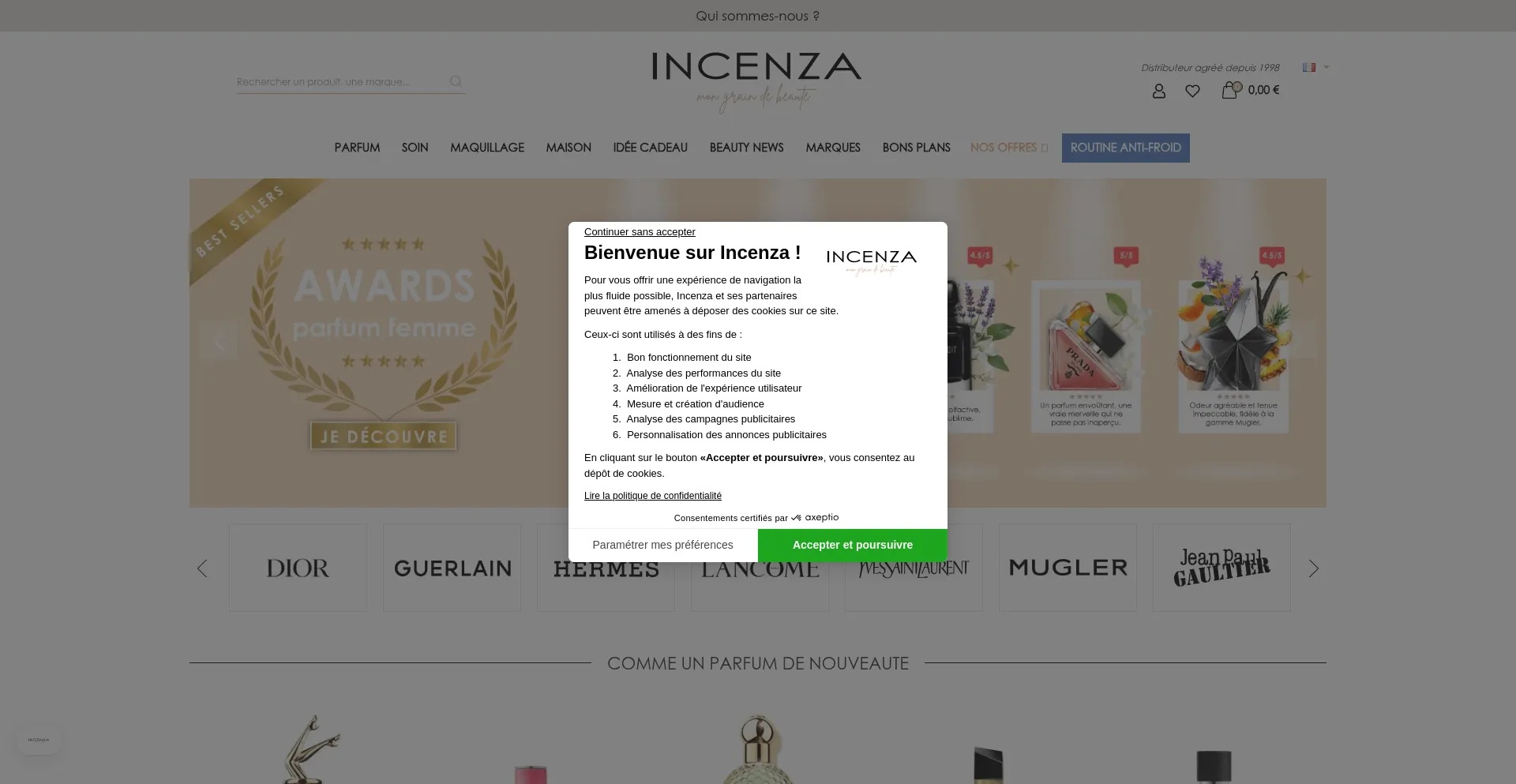 Website screenshot of Incenza.com