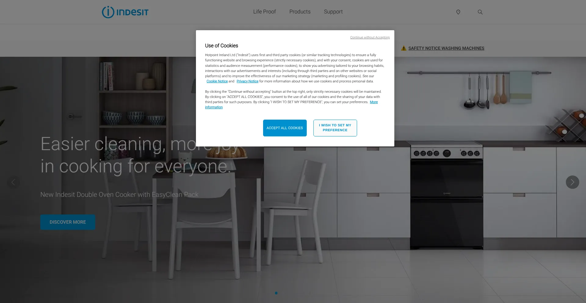 Indesit.ie Screenshot