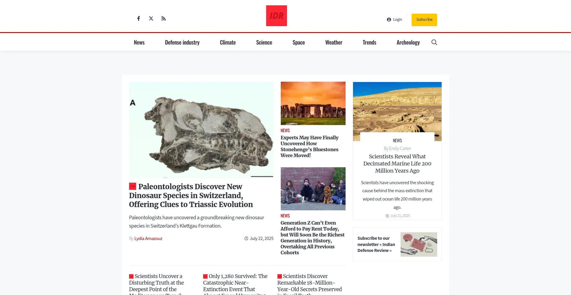 Website screenshot of Indiandefencereview.com