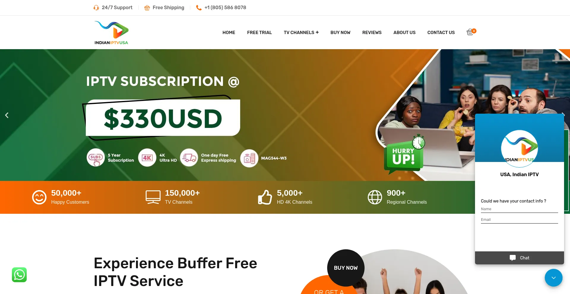 Website screenshot of Indianiptvusa.com