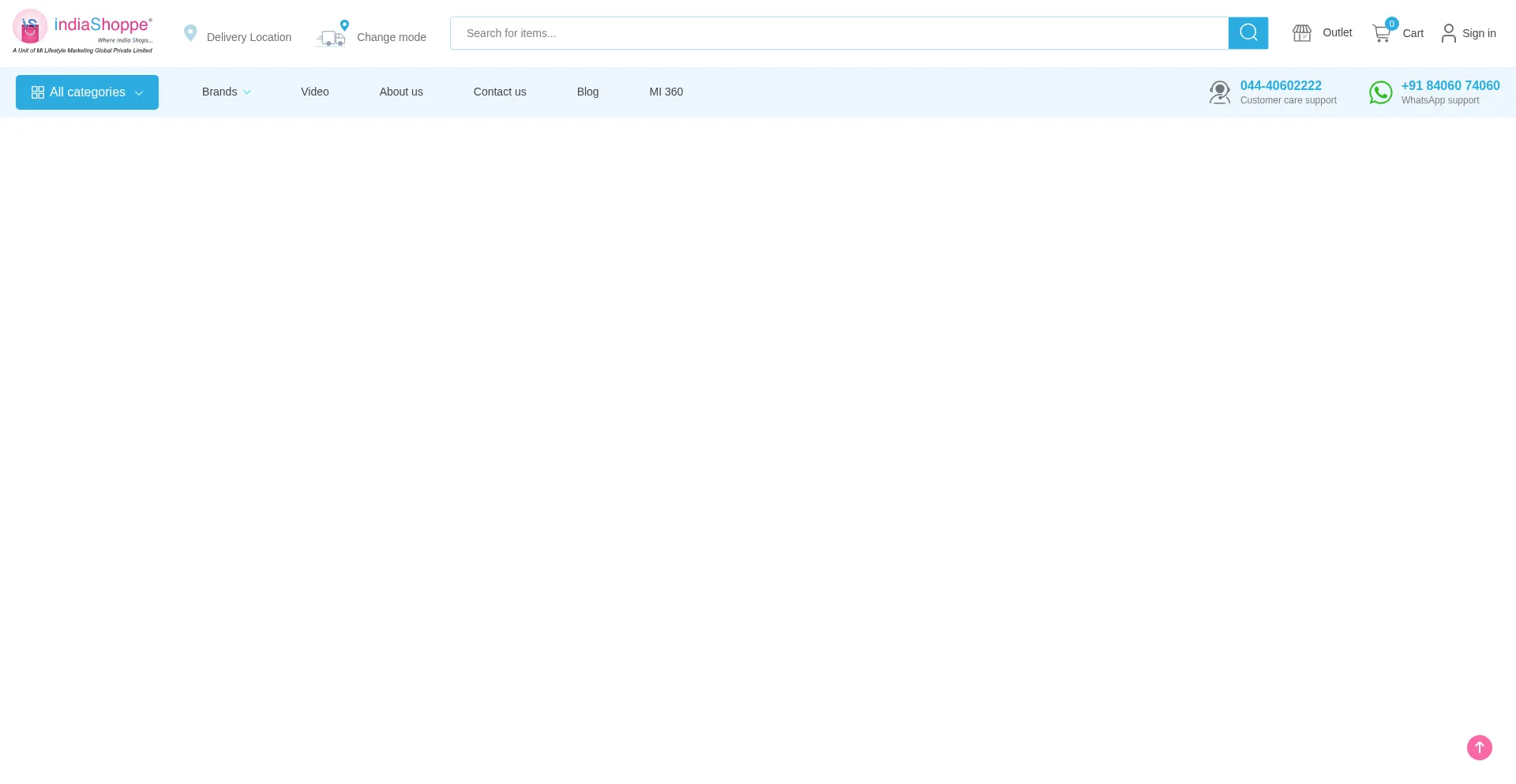 Website screenshot of Indiashoppe.com