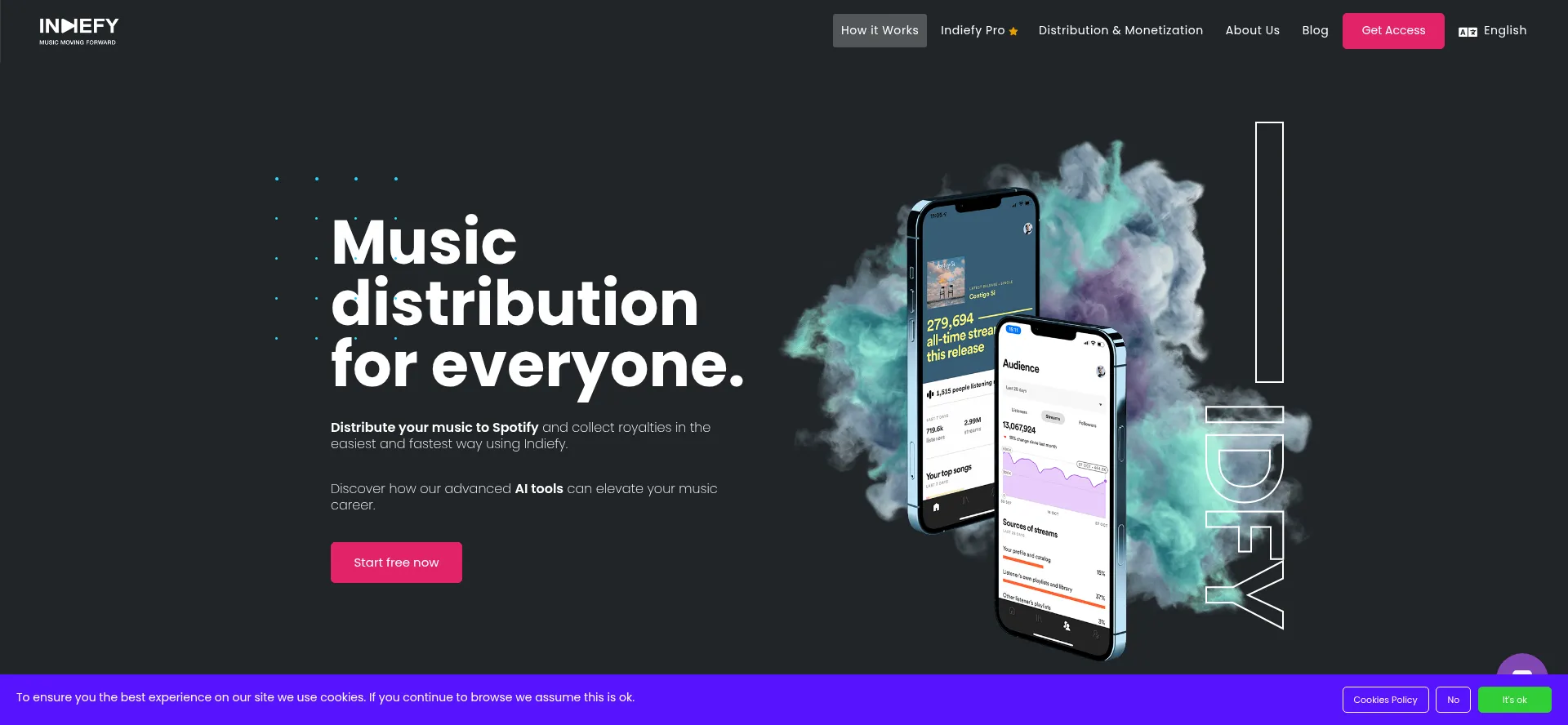 Website screenshot of Indiefy.net