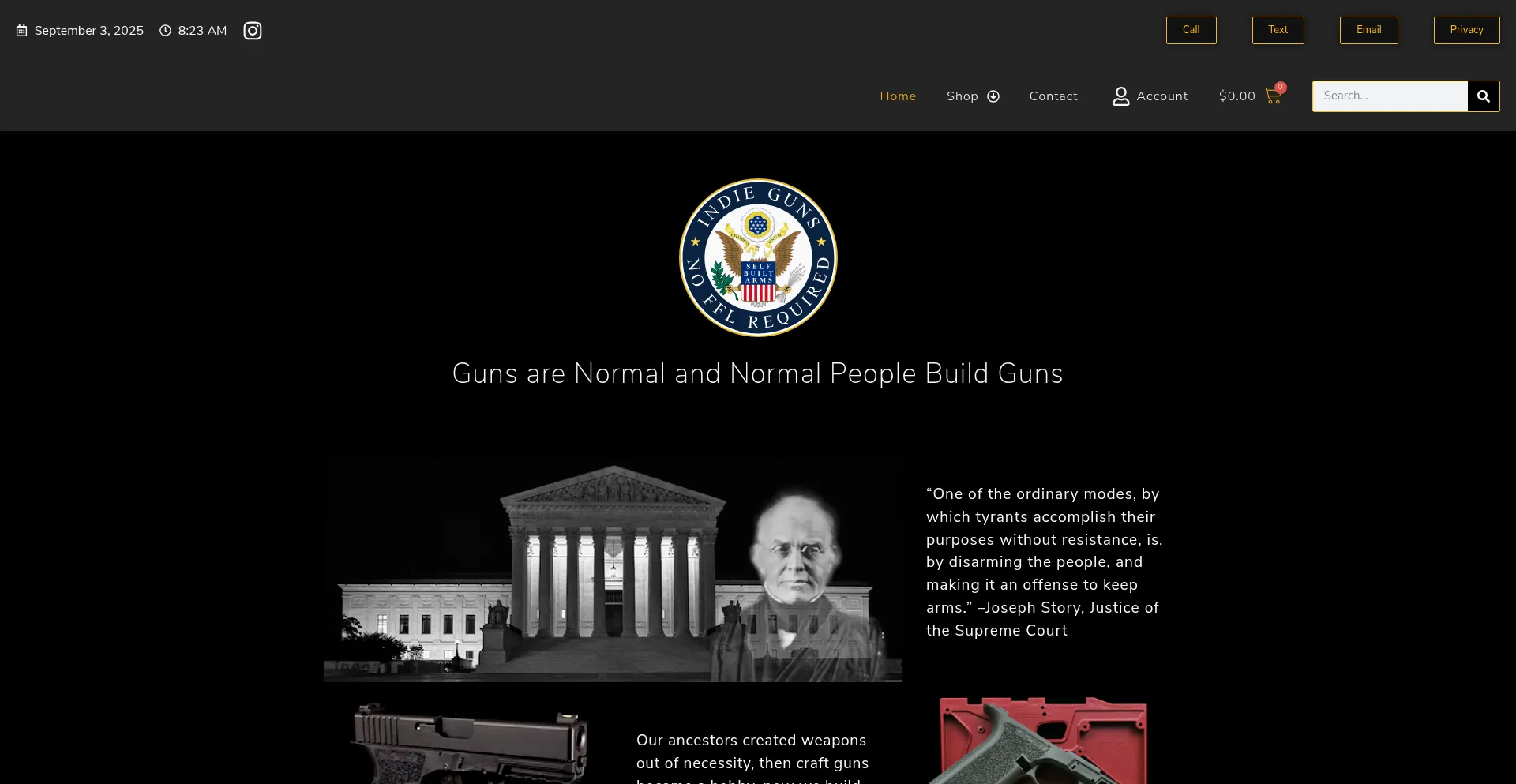 Website screenshot of Indieguns.com