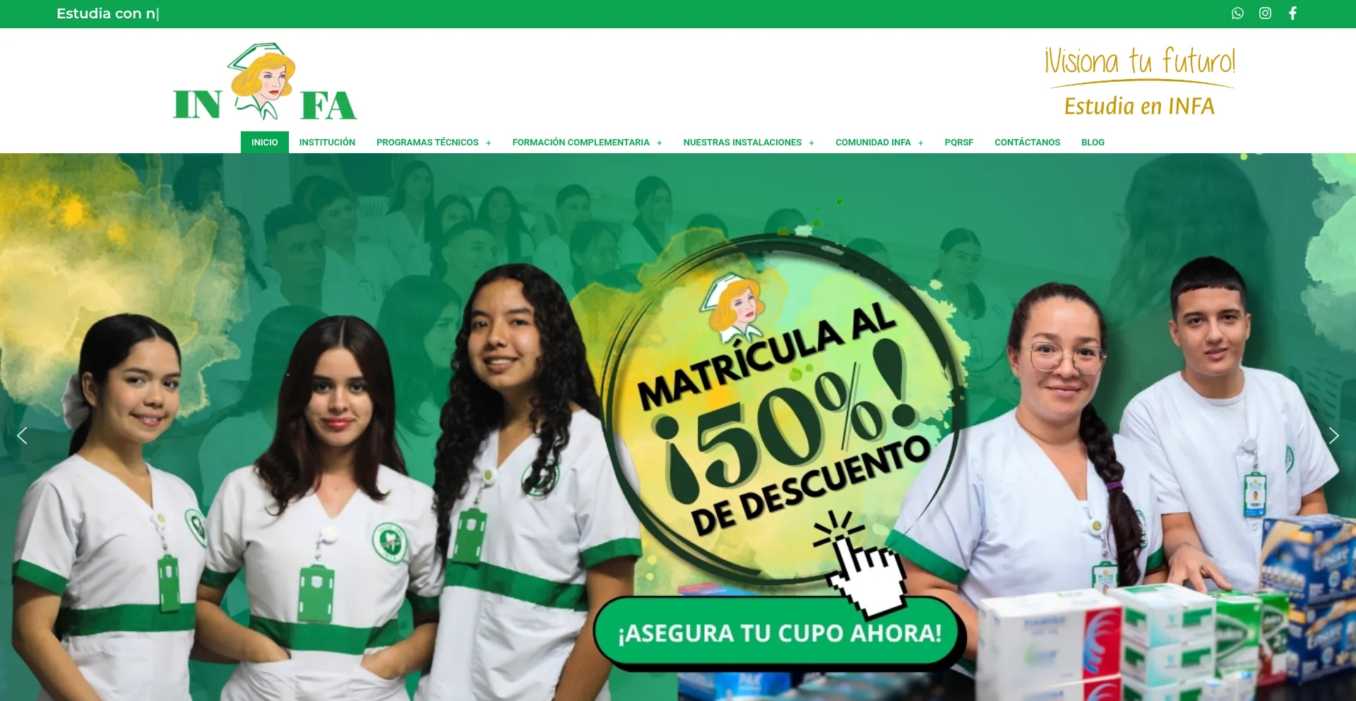 Website screenshot of Infa.edu.co